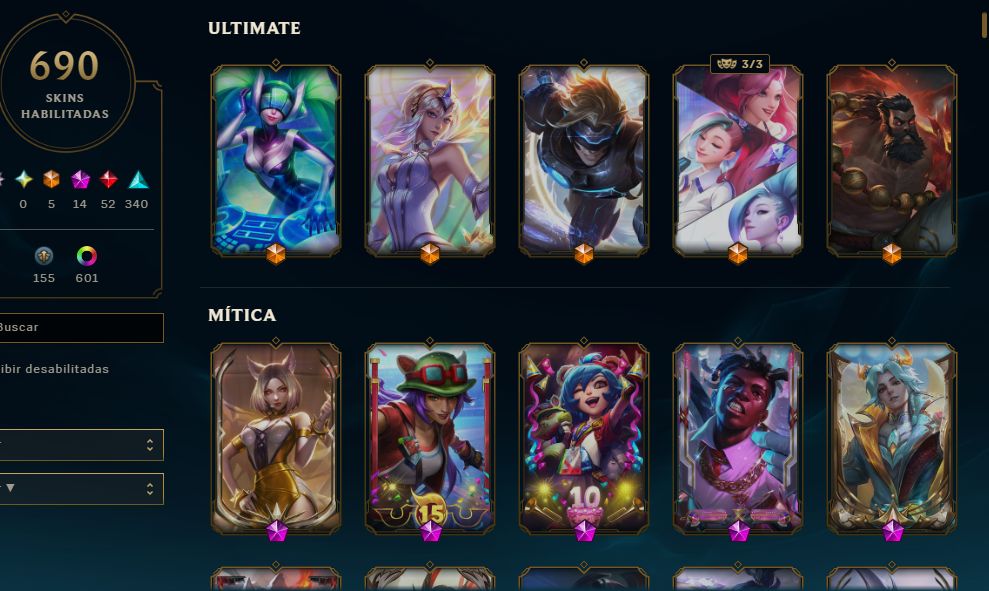 Conta LoL - Mestre 700 skins (valor negociavel)