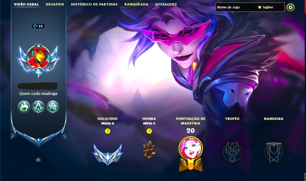SKIN VAYNE MORCEGO DE BATALHA + [ RANQUEADA 80% DE WIN RATE ] + [ TROCA NICK ]