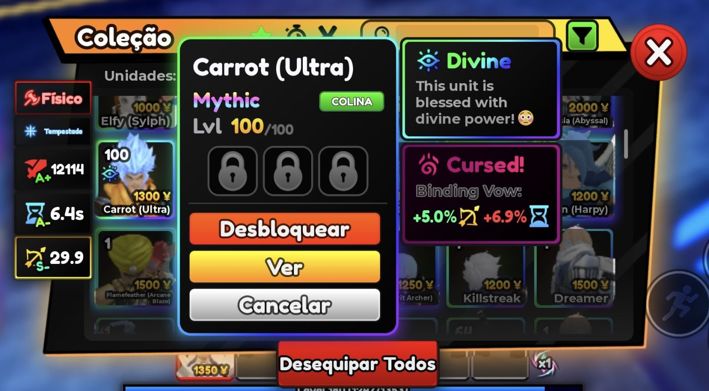 Conta upada no anime adventures, com unidade unique com sss em dmg e sss em spa