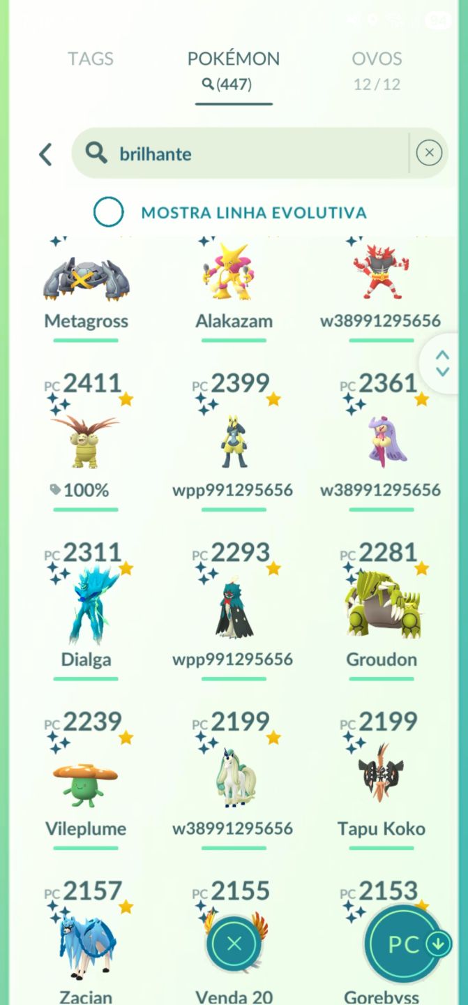 Pokémon Go Nível 70 (progresso 56,2M / 8M), 142.150 XP, 2018, nunca banido, PvP