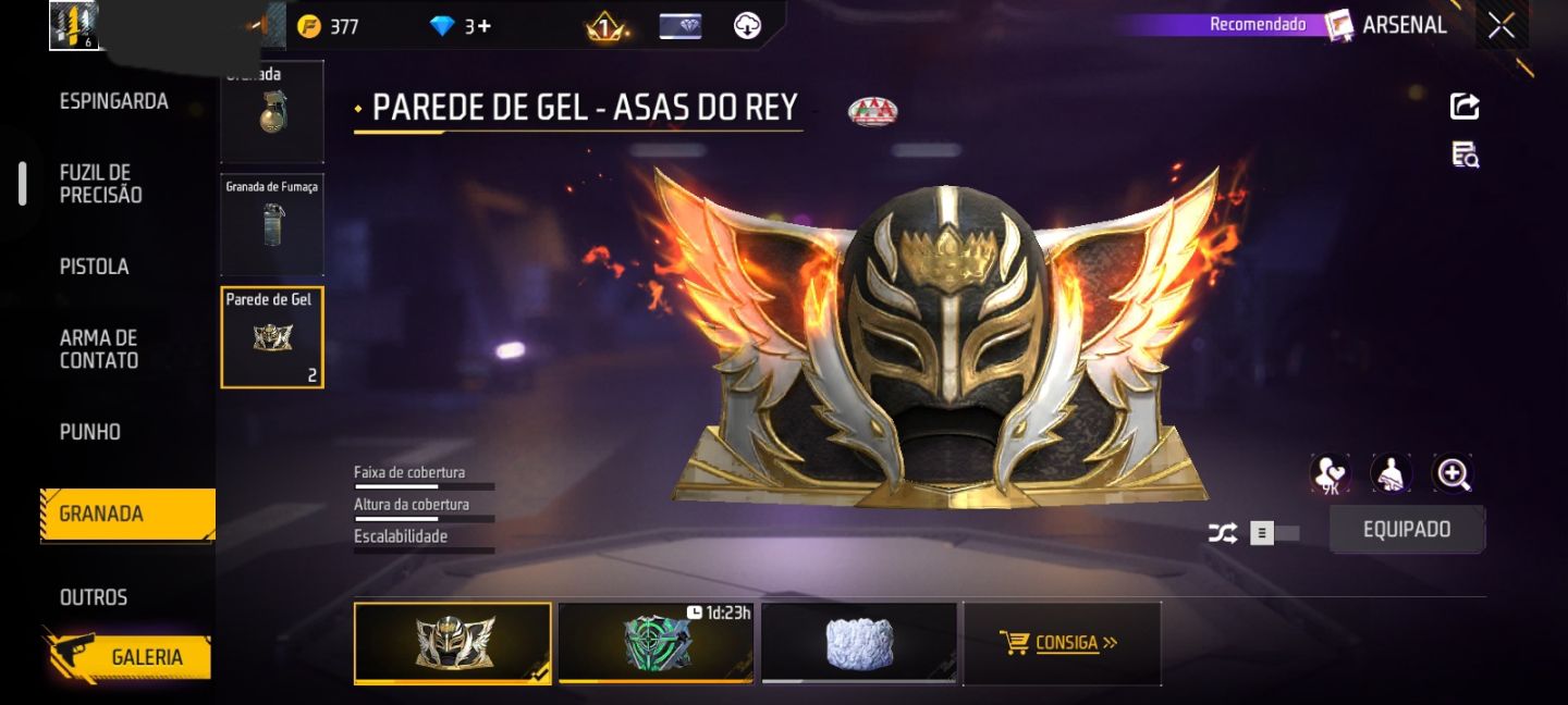 CONTA FF NIVEL 6 + 1 SKIN VIBE METAMORFOSE + 1 GELO ASAS DO REY + EMOTE RARO