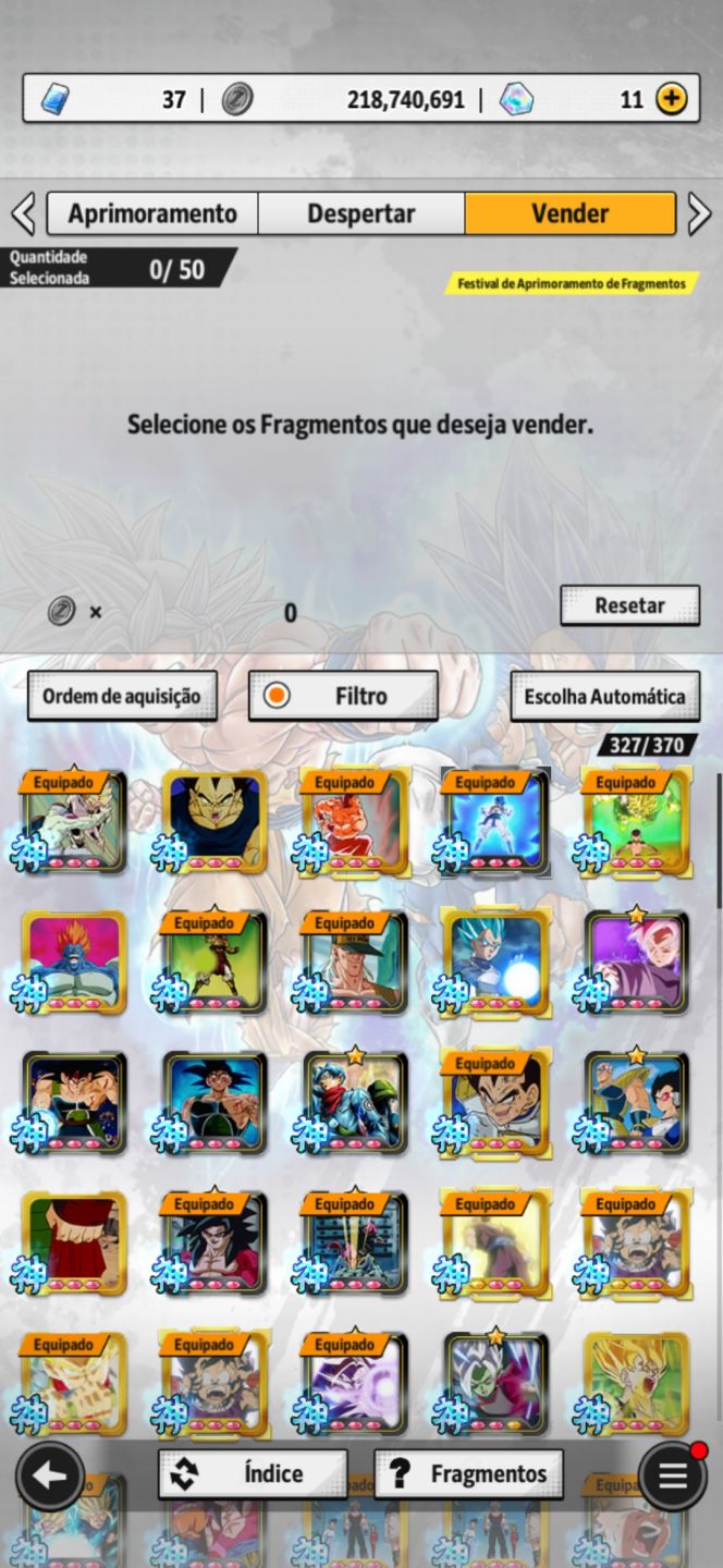 Conta histórica e competitiva. Com muitos equipamentos, e personagens(Gogeta ul)