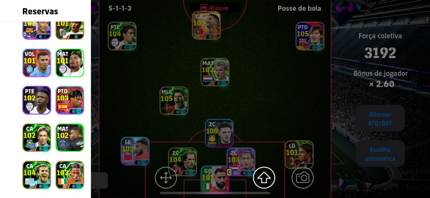 Conta efooball rara Messi cabeludo e ney do Santos e vários jogador top
