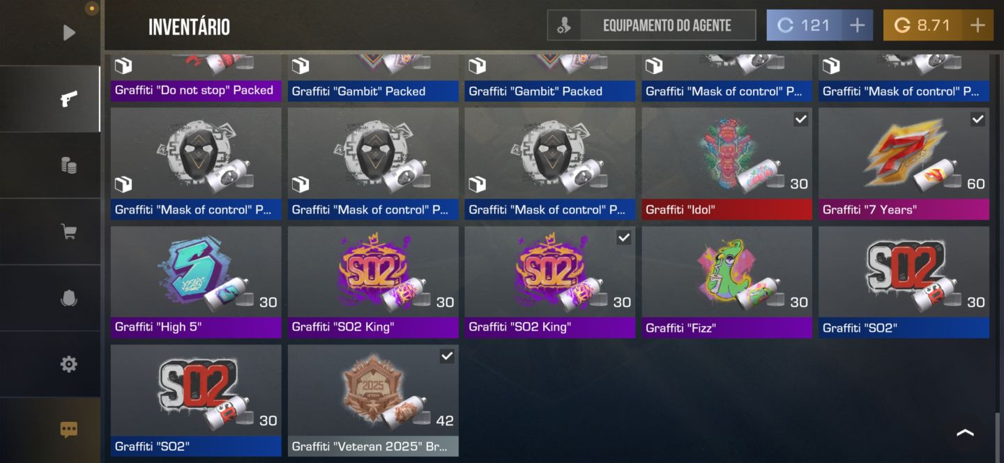 CONTA DE STANDOFF COM 1 FACA E 2 LUVAS E ALGUMAS ARMAS RARAS