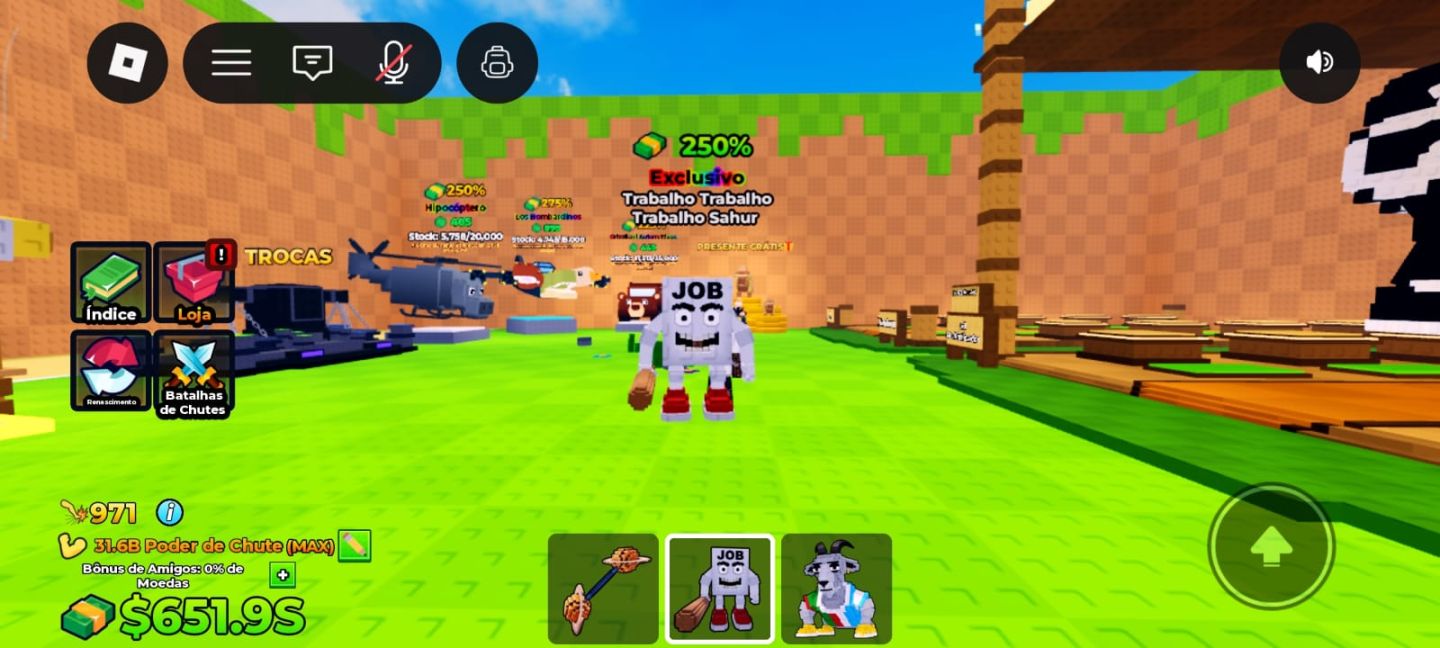 Vendas de brainrot limited de chute um bloco da sorte