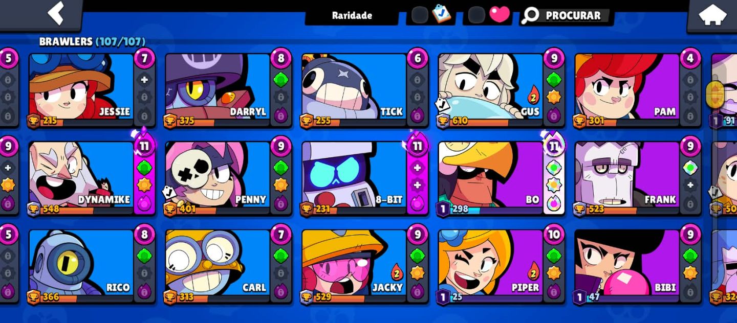 BRAWL STARS FULL 107/107 BRAWLERS + 52K TROFÉUS