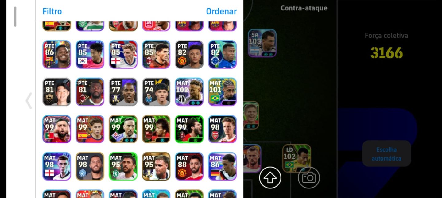 Conta de efootboll com jogadores antigos, com força 3166 promo pra sair logo