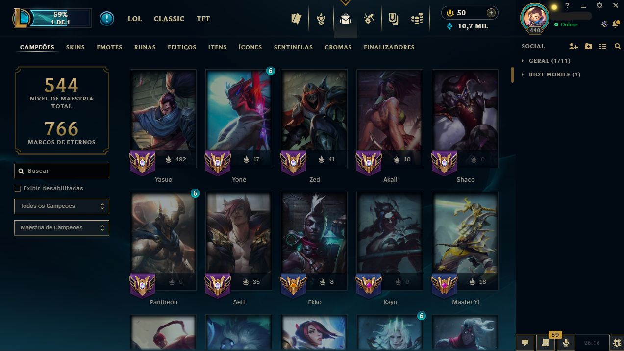 Conta LOL e Valorant - 240 Skins, Nivel 440, MMR Platina/Esmeralda(LOL e VAVA)