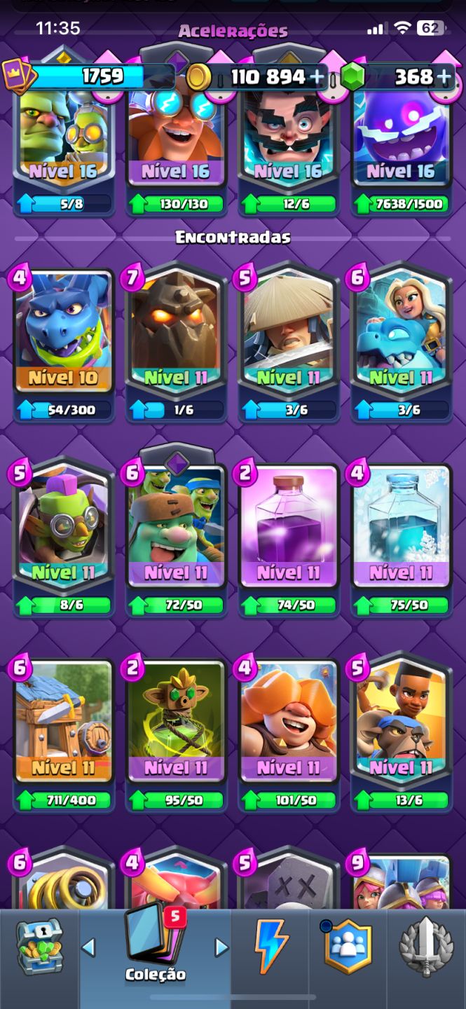 CONTA CLASH 5 ANOS + CARTAS FULL