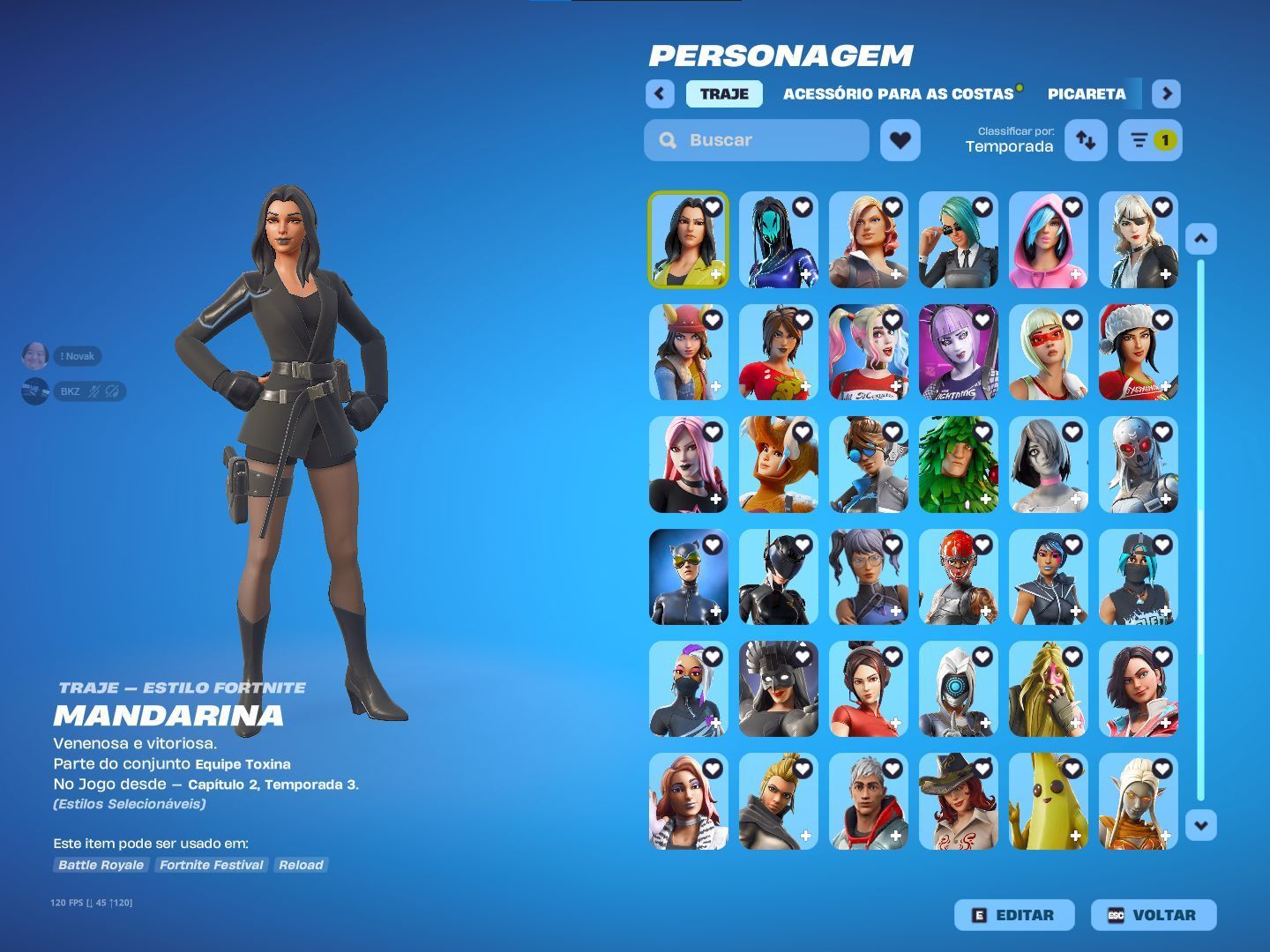 Conta de Fortnite com 381 Skins/376 Picaretas !
