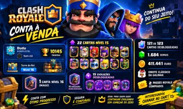 Clash Royale 10K+ Troféus | Torre do Rei 16 | 22 Cartas Nível 15 | 15 Evoluções