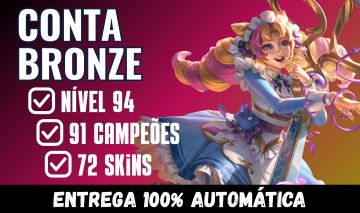 Conta Bronze LvL 94 | 72 Skins | 91 Campeões | Full Acesso