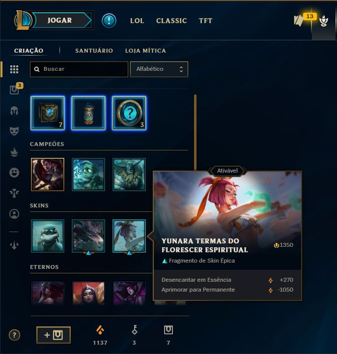 SKIN SINGED SURFISTA + [ DIAMANTE COM 55% DE WIN RATE ] + [ TROCA NICK ]