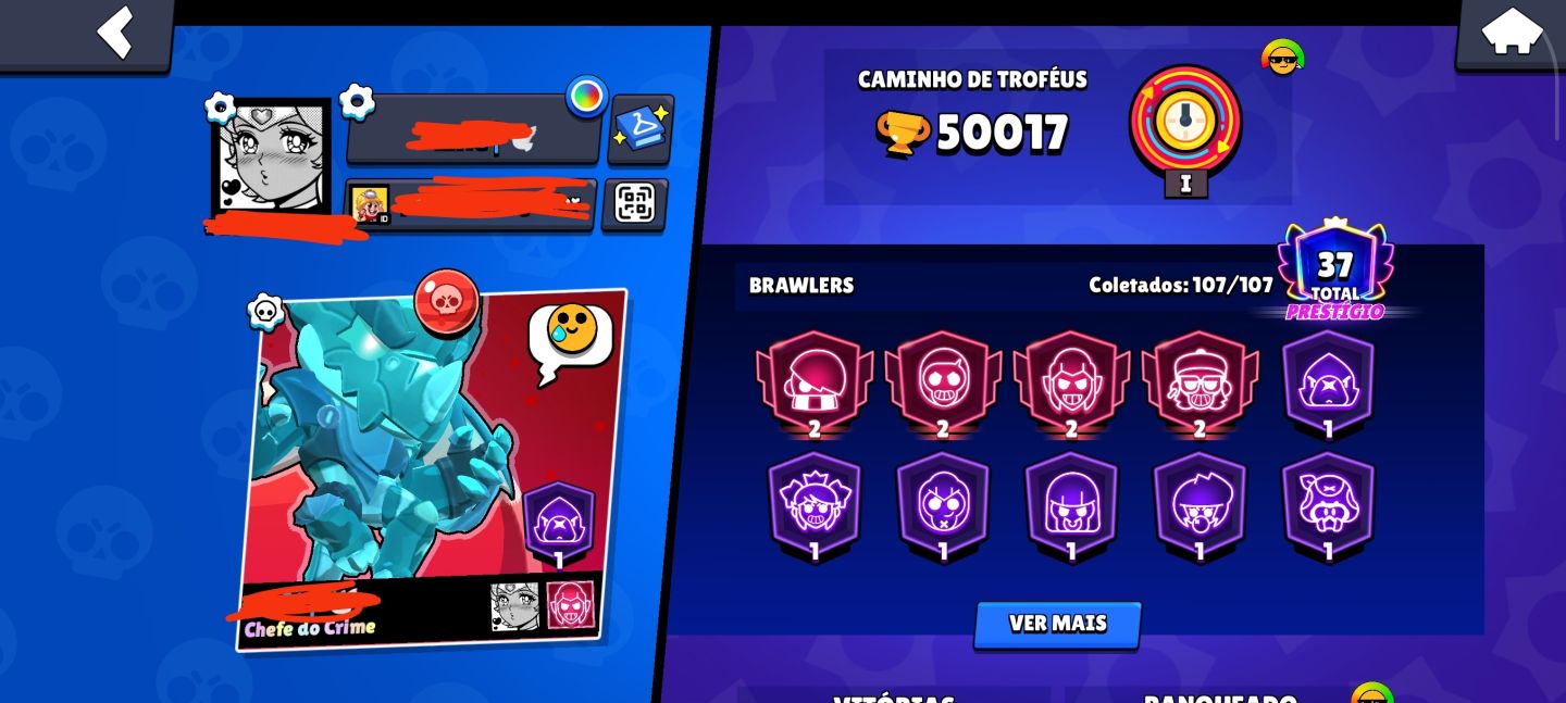 Conta com 3 Pro pass, vários passes plus, 50k e todos os Brawler