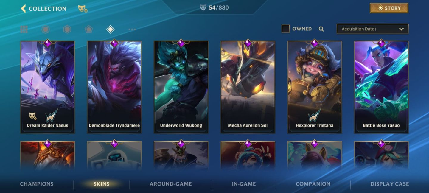 CONTA WILD RIFT 54 SKINS