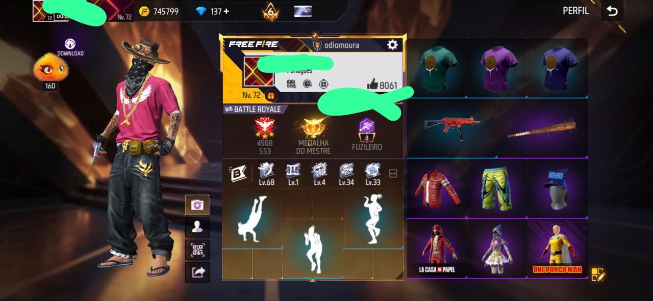 Conta Free Fire antiga primeiros passe