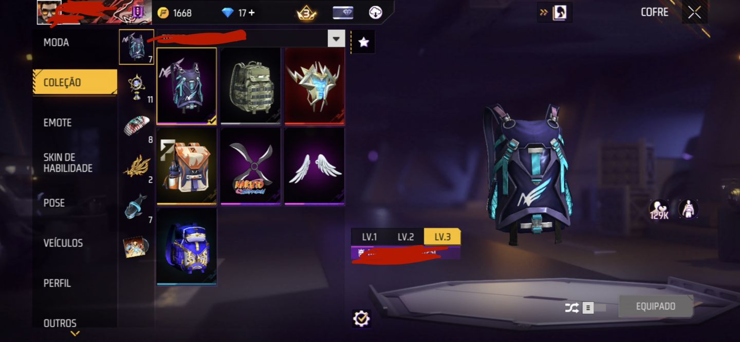 Conta Free Fire CALÇA ANGELICAL