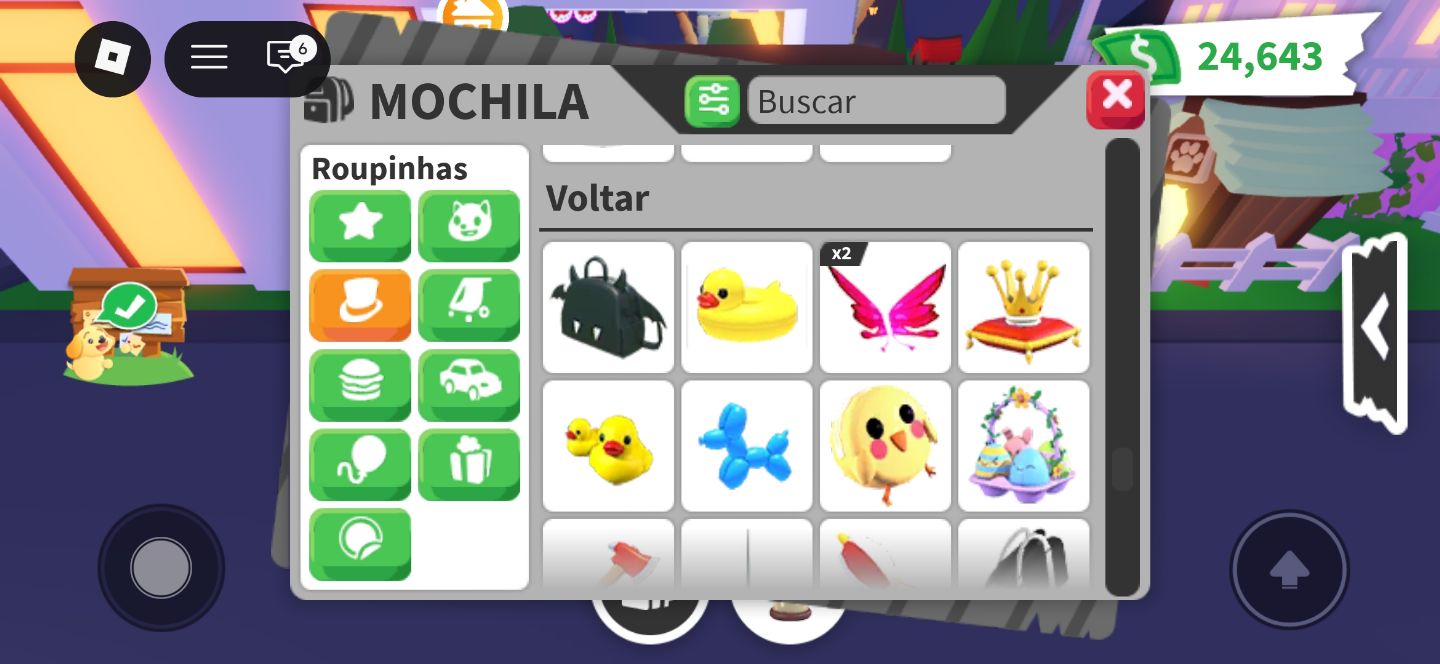 INVENTÁRIO COM PETS VEÍCULOS E ROUPINHAS