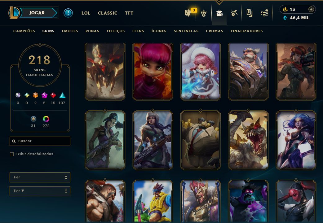 Conta de LOL (diamante II) e Valorant (ouro) - com todos os agentes.