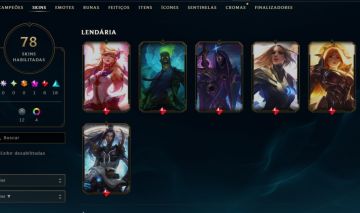 Conta LOL com 78 skins:SKIN LENDÁRIA DE AHRI, JHIN, BRAND, KAYLE, CAITLYN, LEONA