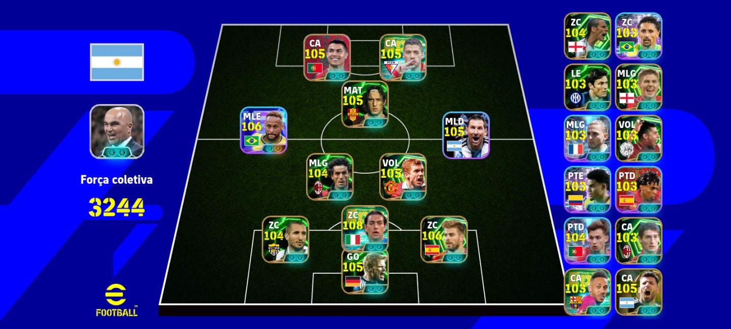 CONTA EFOOTBALL RARA!! NESTA + NEYMAR BLITZ + PACK PORTUGAL 3244 FORCA COLETIVA