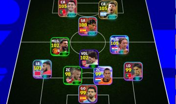 CONTA EFOOTBALL 3173 FORÇA - CR7 105 + MESSI 105 + MBAPPÉ