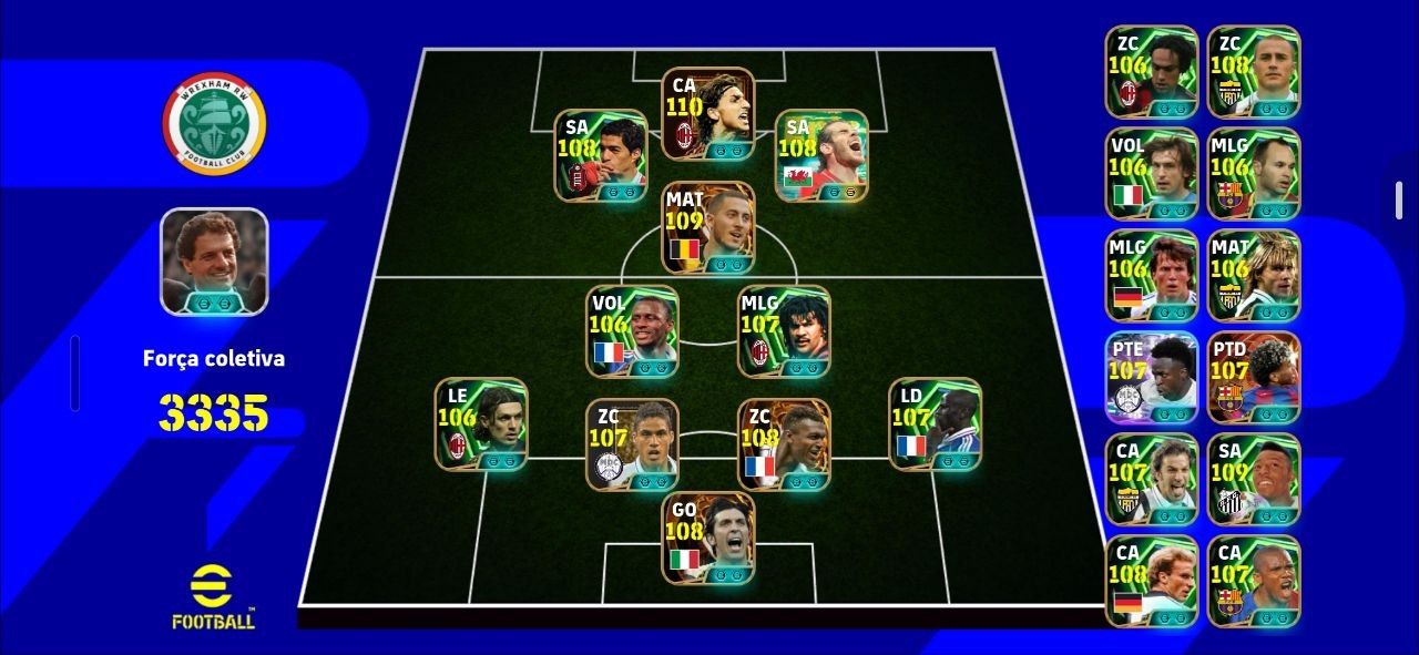 CONTA RARA FULL META EFOOTBALL MOBILE 3335 DE FORÇA COLETIVA E TIME INSANO!