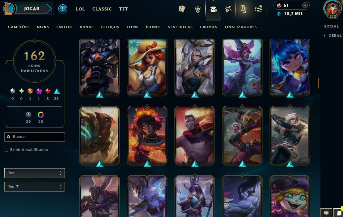 Full Acesso - 162 Skins - Todos Campeões - Level 242 - Season 2