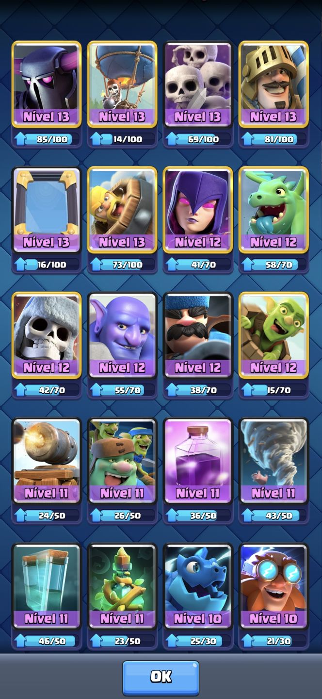 Conta de clash royale 9867 troféus, 3 heróis + 6 campeões e 8 evoluções