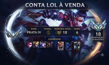 CONTA SMURF LEAGUE OF LEGENDS FULL ACESSO -(+de 30 Champs)3 SKINS LENDÁRIAS.