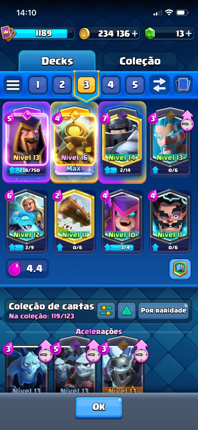 CONTA CLASH ROYALE / 4 EVO / 6 CAMPEÃO/ 20 LENDÁRIOS