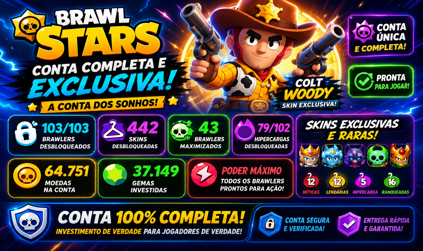 [50% OFF] CONTA DE BRAWL STARS | MELHOR DO MERCADO!