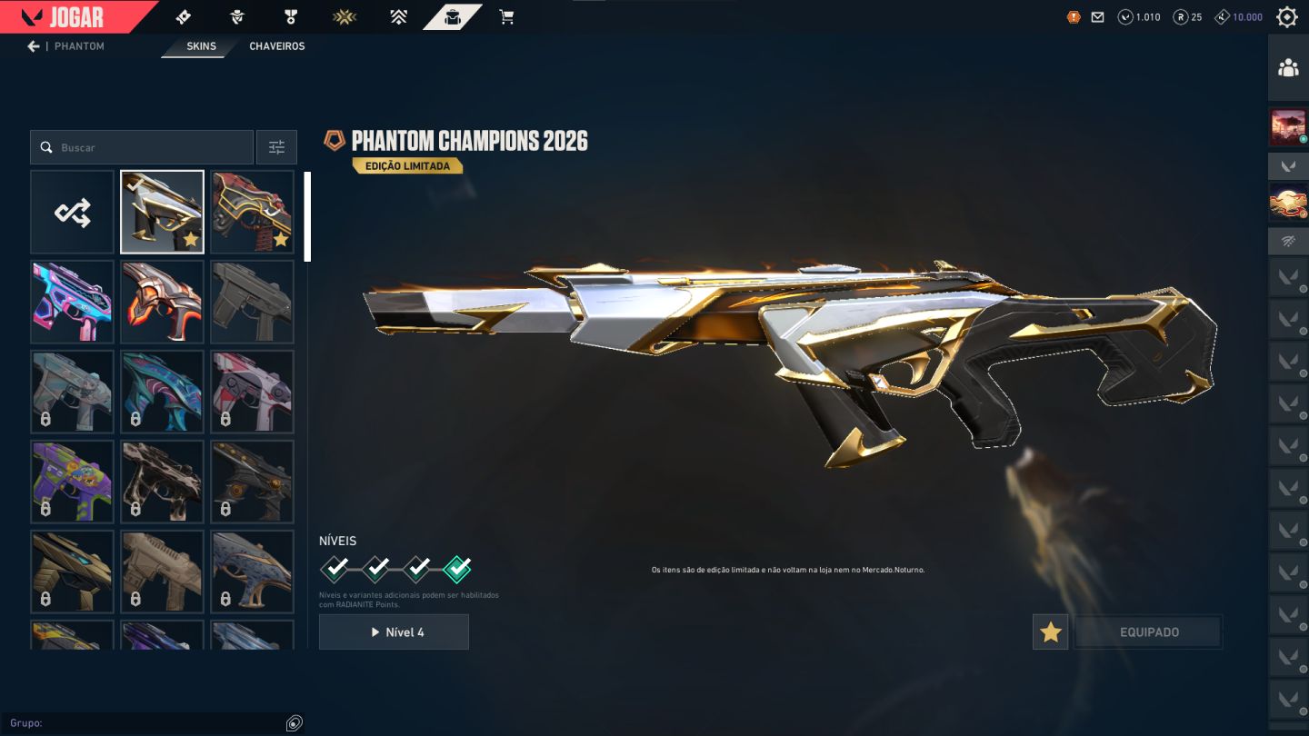 CONTA COM PACOTES CHAMPIONS E MUITAS SKINS / PREÇO NEGOCIAVEL