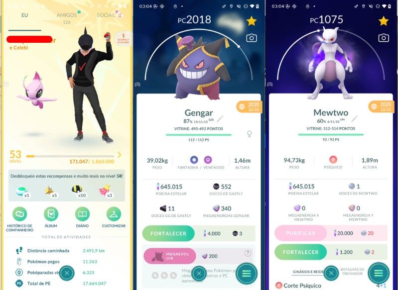 CONTA POKEMON GO LV 53 | 71 LENDARIO | 127 BRILHANTE | CELEBI SHINY | ANO 2016