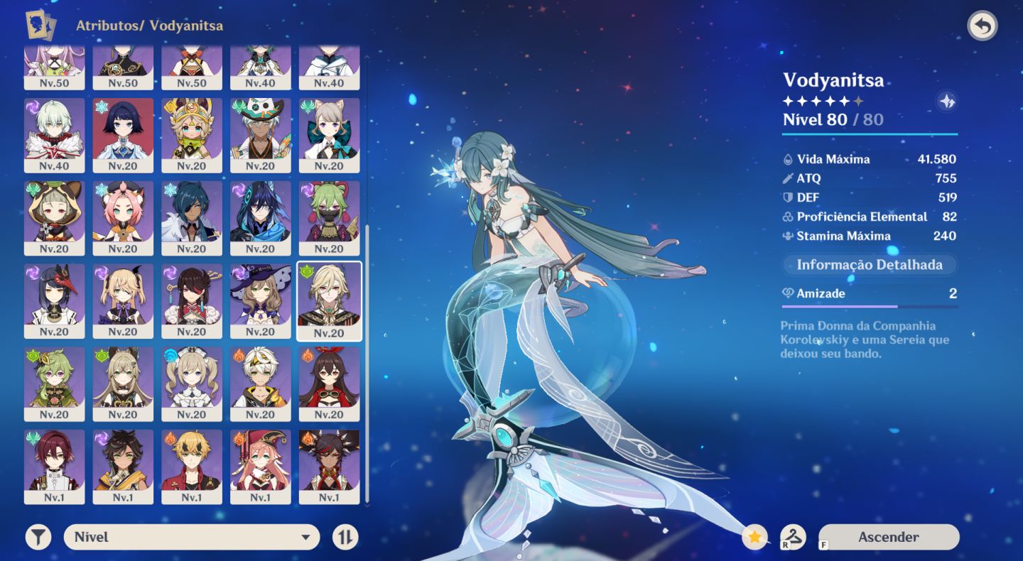 CONTA COM VODYANITSA, ODETTE, YAE MIKO + 10 5 ESTRELAS
