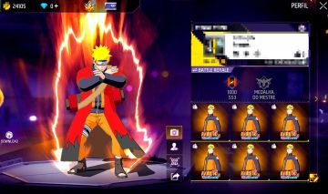 CONTA DE FREE FIRE COM SKIN DO NARUTO COM A TRANSFORMAÇÃO