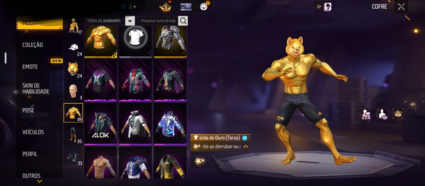 Conta de Free fire nível 45 muito rara com 2 armas evolutivas