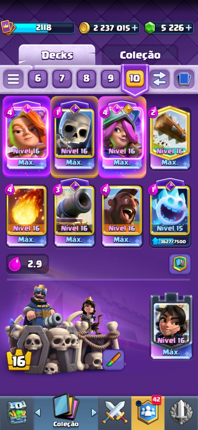 CONTA CLASH ROYALE 10 ANOS CRIADA