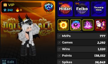Conta volleyball legends 4 bundles e 2 jerseys e itens raros blox fruits