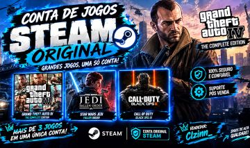 (MAIS BARATO) CONTA STEAM COM GTA 4, COD BLACK OPS 3, STAR WARS JEDI