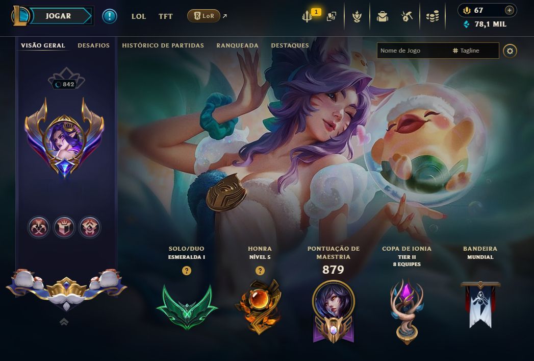 Conta de lol com e-mail de criação todas as raras 1830 skins troca nicK