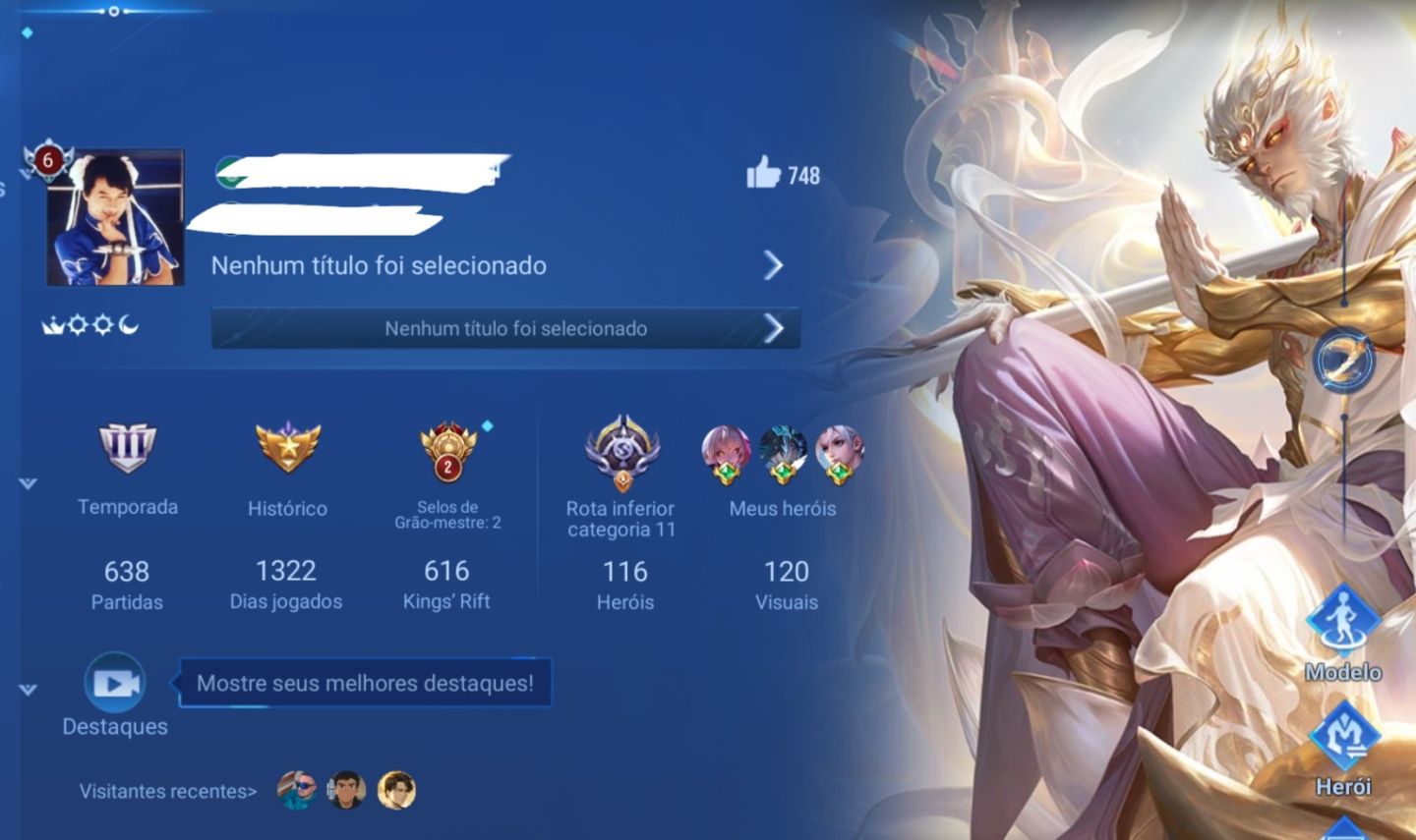 Conta Honor of Kings nível 100 + Várias skins