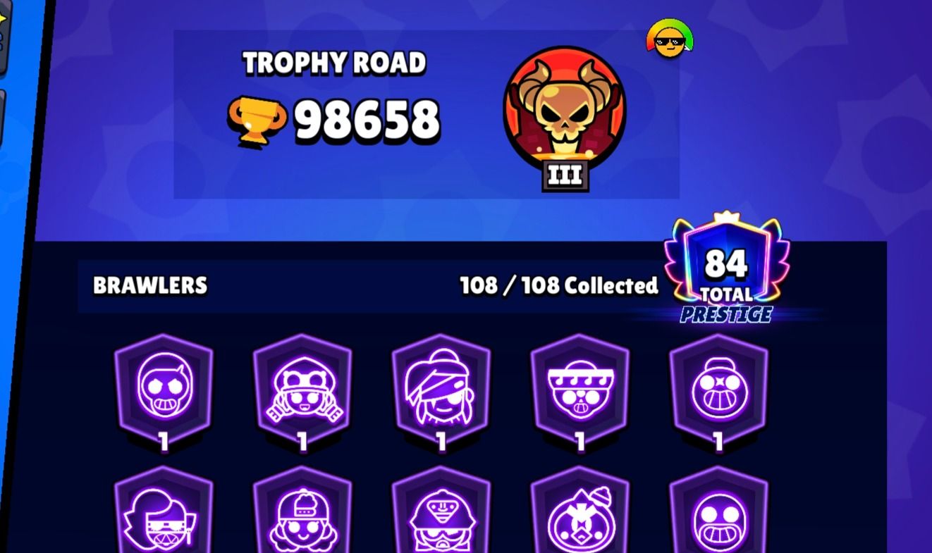 Conta Brawl Stars com TODOS os Brawlers (84 com prestígio)