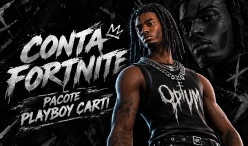 CONTA FORTNITE PACOTE PLAYBOI CARTI COMPLETO, KIM KARDASHIAN, CHUN-LI...