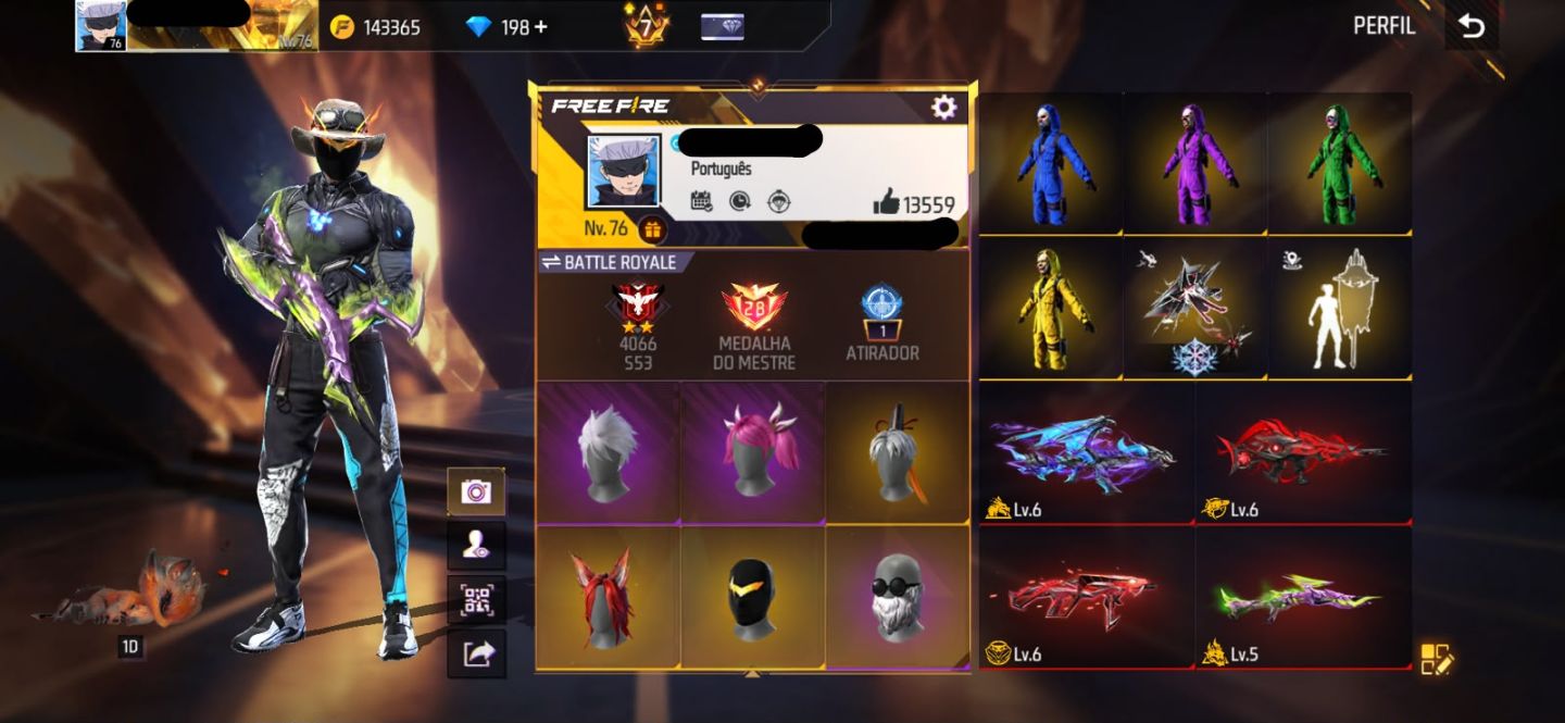Conta free fire gemada com angelical barbinha punho bandeirao troca nick prime 7