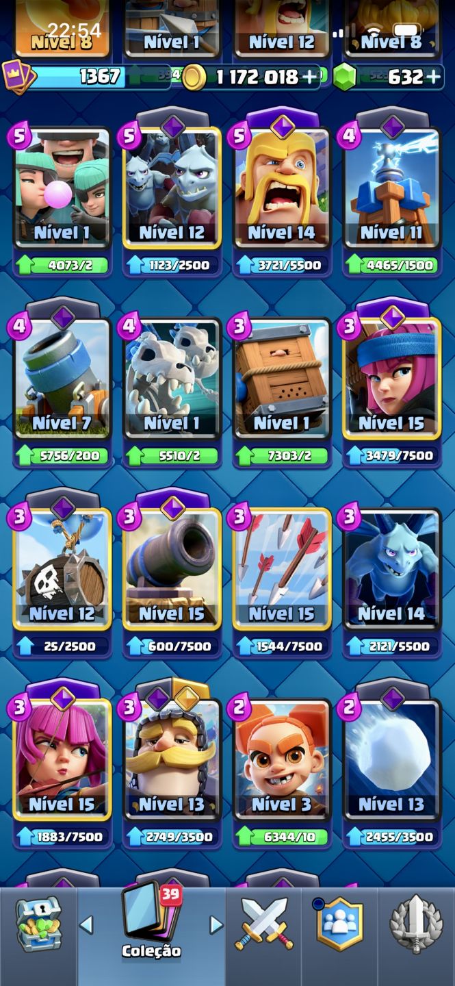 Clash Royale 10.5K + COC CV9 Nível 76 | Emotes Raros | Cartas upadas