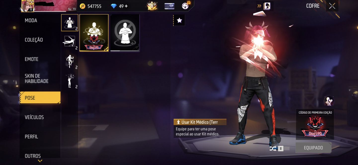 CONTA DE FREE FIRE GEMADA NÍVEL 79 COM ANGELICAL, MANDELA e SOMBRA ROXA