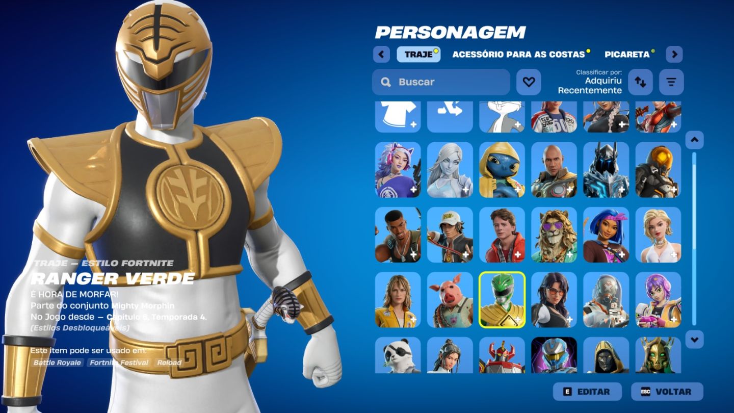 Conta de Fortnite com 43 Skins | Green Ranger | Promoção!