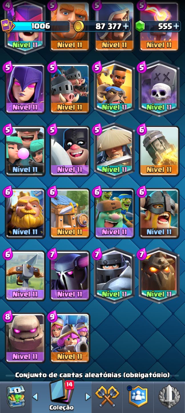 Conta de Clash Royale ( várias cartas nv 11 e várias cartas lendárias)