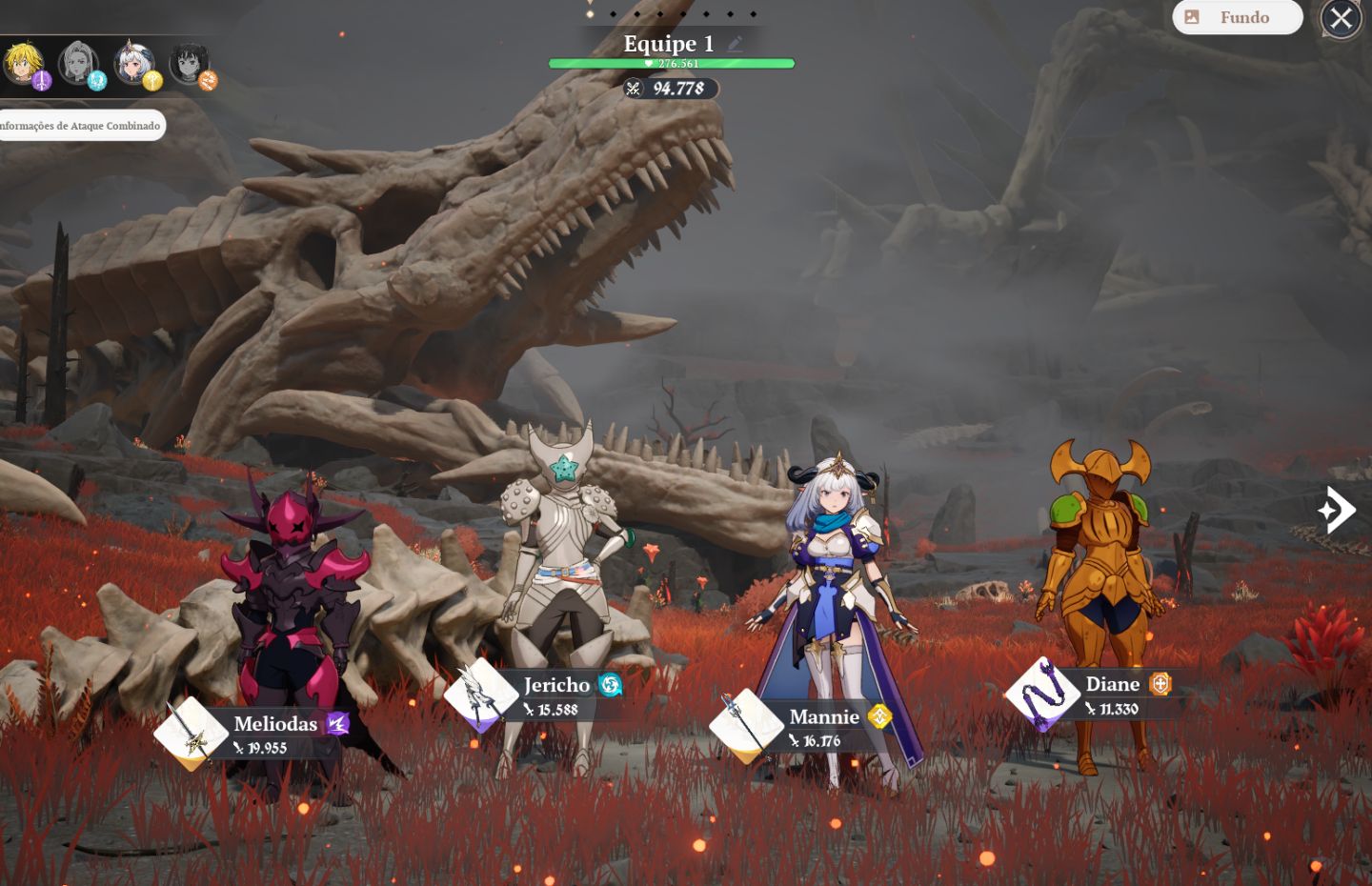 Conta 7DS Origin, todos os personagens até o momento
